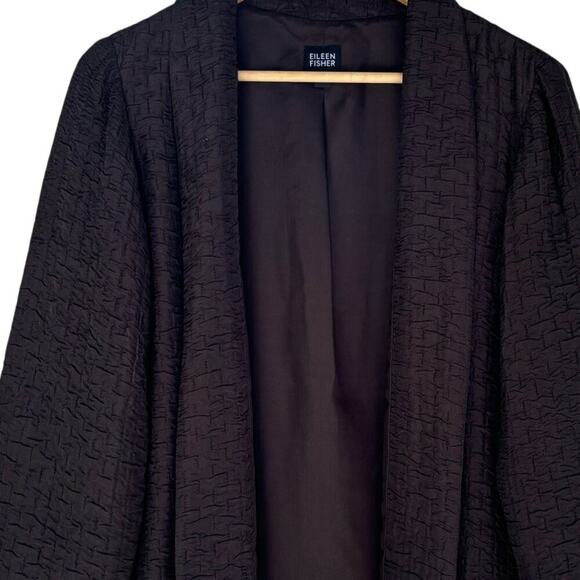Eileen Fisher Silk Linen Quilted Jacket Size M Open Front Quilted Texture - Picture 4 of 8